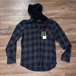 Mens hooded button up flannel